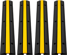 4 Pack of 1-Channel Rubber Cable Protector Ramps Heavy Duty 18000Lbs Load Capaci