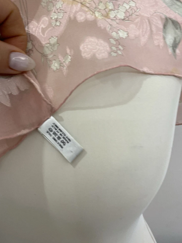 S49# Christian Dior Bufanda de Seda Rosa Floral Vintage Francia Foto 4 de 4