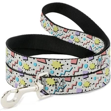 Dog Leash 90s Nineties Grid Pattern Gray/Multi Pastel NARROW 0.5"
