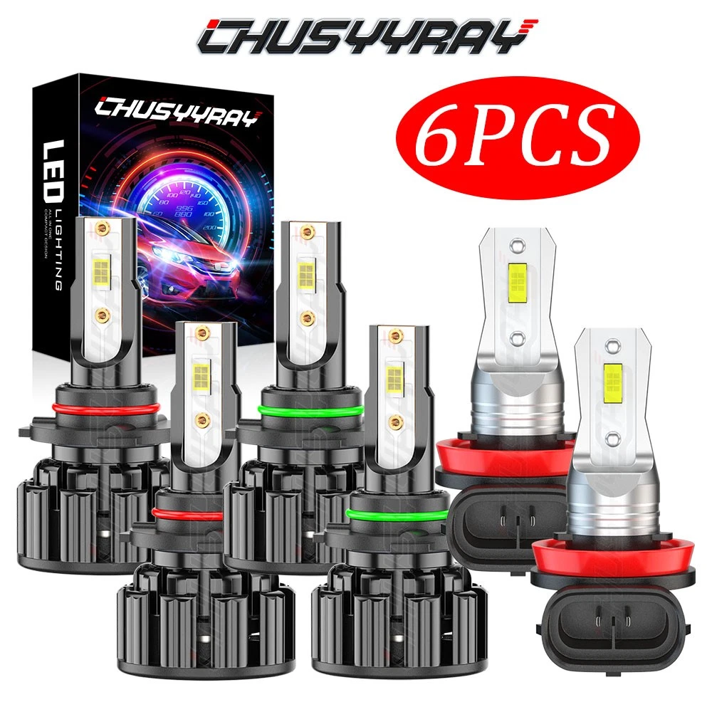 FOR Honda Accord 2006-2012 Combo 6x LED Headlight Hi/Lo Beam Fog Bulb Lights