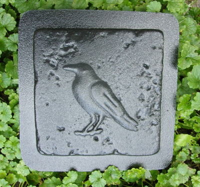 Crow tile mold plaster cement casting raven bird plastic mould 6'' x 6'' x 1/3''
