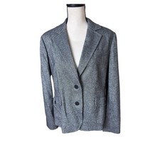 Talbots Women s SZ 14 Gray Wool Blend 2 Button Blazer CAREER