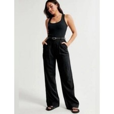 Abercrombie Fitch Women's Sloane Trousers Wide Leg - Black - 36L - NWT