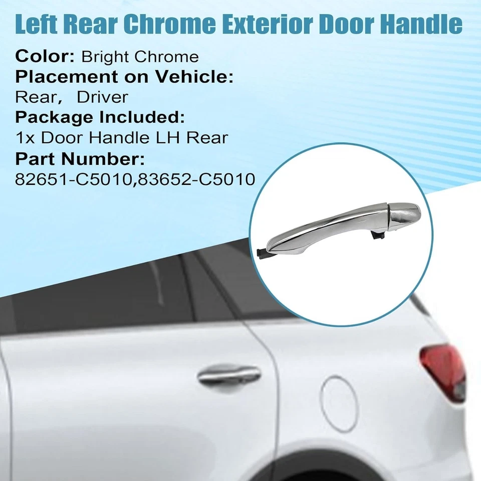 Manija de puerta exterior trasera izquierda lado conductor cromada compatible con Kia Sorento 201 Foto 2 de 4