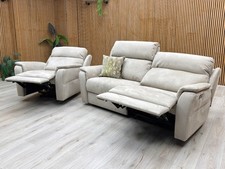 Furniture Village Vito 3 Seater Sofa+ Chair Taupe Power Recliner Headrest Lumbar