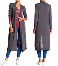 Zadig  Voltaire Romy M Fine Merino Wool X-Long 51" Open-Stitch Cardigan M 328