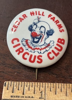 Cedar Hill Farms Circus Club, Pinback Button 1.5 in Dia Backing Paper, Clown