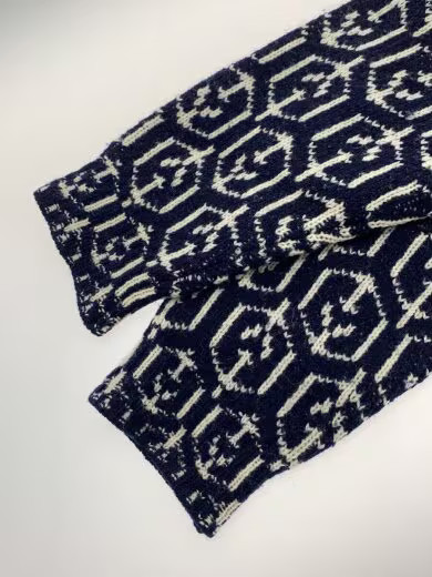 PRADA Jacquard Shetland Wool Cardigan/ Size 36/ Wool/ NVY/ All-Over Print/ P2513 thumbnail 6