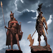 1/24 Scale Fantasy Warrior Statue Heroic Resin Figures For Diorama