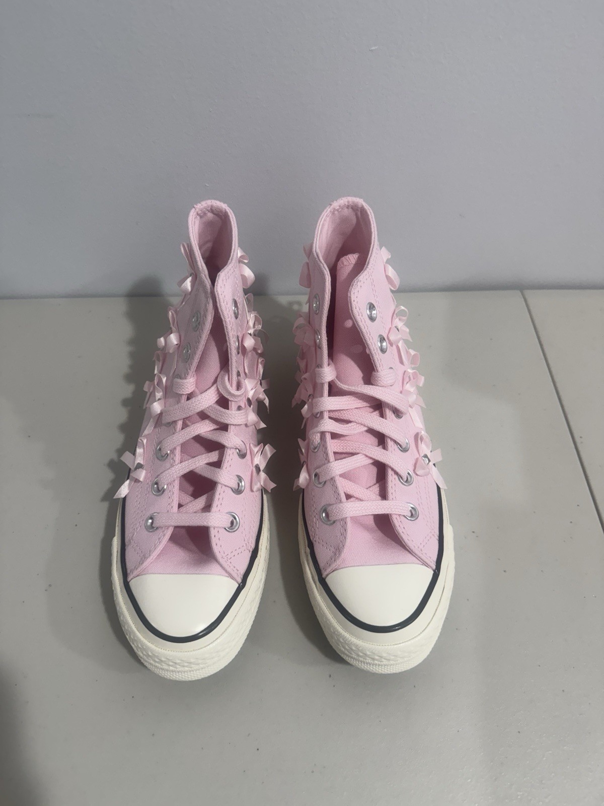 Women's SZ 6.5 CONVERSE Chuck 70 HI Bow Studded PINK FROSTING (A14444C) thumbnail 6