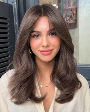Human Hair New Fashion Charm Women's Dark Brown Wavy Wigs 16 In