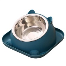 Cat Food Bowl Elevated Inclined Raised Tilted Water Dish Pet Stainless Steel