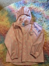 BOGI Girls' Pink Star Hooded Rain Coat Water Repellent Size 116/122