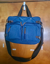 Blue Unisex Laptop Bag, Top Handle, Adjustable Strap, Zip Pockets, Solid