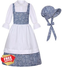 SIZGAROOT Girls Colonial Pioneer Prairie Dress Bonnet Costume
