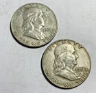 1961D, 1962 D Franklin Half Dollas- (VF Details ) Plastic Protector Included