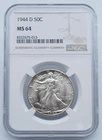 1944 D Walking Liberty Silver 50c Half Dollar NGC MS 64 - U1485