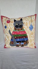  Jumbo Christmas Grumpy Cat Fabric Panel Cats Kitten Ornament Pillow Large