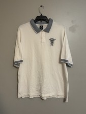 VINTAGE Warner Bros Men Shirt Medium Cream Looney Tunes Taz Golf Embroidered 90s