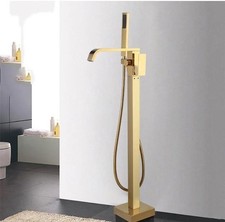 Freestanding Bathtub Faucet Floor Mount Tub Filler Mixer Tap With Handle Shower