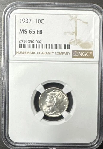 1937 Silver Mercury Dime NGC MS65-FB