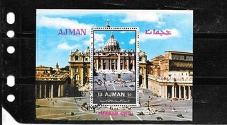 AJMAN 1973 VATICAN CITY SOUVENIR SHEET CTO USED XF OLD PICTORIAL TOPICAL STAMP