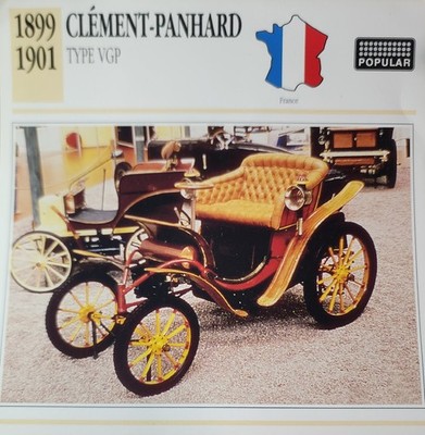 Clement Panhard Car Picture Spec Info Detail Collector Card Original Vintage    