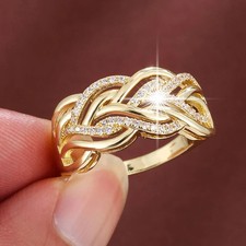 Women's Gold Tone Floral CZ Ring Sparkling Cubic Zirconia Wedding Jewelry