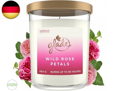 Glade Extra Große Duftkerze im Glas, Geschenk, Wild Rose Petals, 454g, Lange