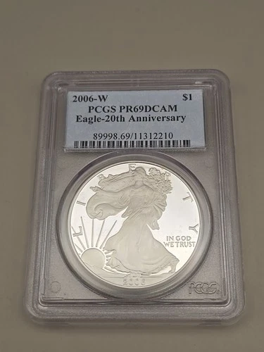 2006-W American Silver Eagle PCGS PR69 DCAM 20th Anniversary