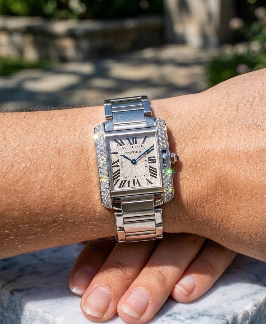 Cartier Tank Anglaise 18k White Gold 30.2mm x 22.7mm Quartz
