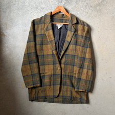 Vintage 70s 80s Men's Plaid Lined Blazer Jacket Button Front Size M 40" Chest