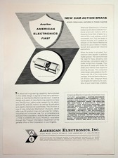 American Electronics Cam Action Brake Vintage B&W Magazyn Reklama Industrial Tech
