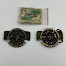 Lot of 3 - Heineken Beer Belt Buckles 1970s Vintage A-22