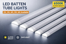 LED Batten Tube Light 2ft 3ft 4ft 5ft 6ft Ceiling Strip Lamp 6500K Office Garage
