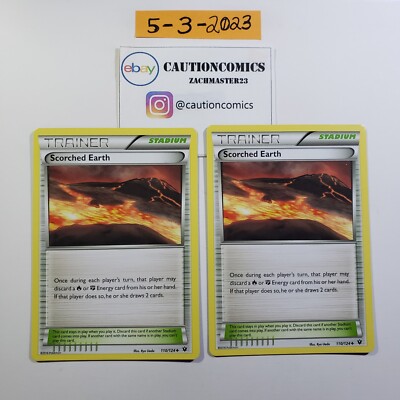 Scorched Earth 110/124 (x2) - Uncommon Pokemon XY Fates Collide NM (PB7)