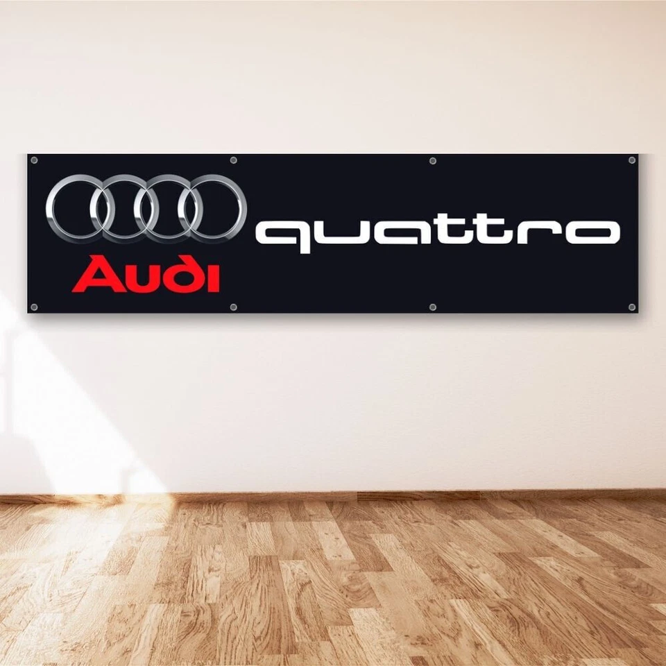 Audi Quattro 2x8 ft Banner Car Racing Show Garage Man Cave Sign & Flag Foto 2 de 4