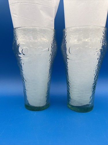 Coca-Cola Glasses Pebble Clear with Green Tint Coke Lot of 2 - Picture 2 of 7