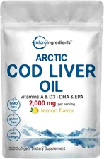 Cod Liver Oil 2,000Mg per Serving, 360 Softgels | Lemon Flavored – Burpless –...