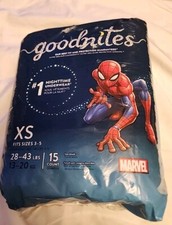Goodnites Boys Nighttime Bedwetting Underwear Spider-Man 28-43lb XS 15ct NEW