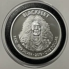 Blackfeet Indians Headdresses Los Coyotes Coin 1 Troy Oz .999 Fine Silver Round