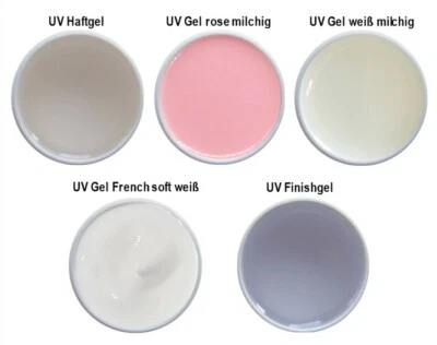 Set UV Gel Babyboomer je 15ml milchig rose weiß milky French Haftgel Finishgel