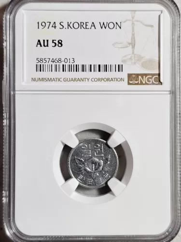 South Korea 1 Won 1974 NGC AU 58