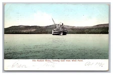 West Point NY Hudson River Looking East Ship Undivided Back Postcard Posted 1906