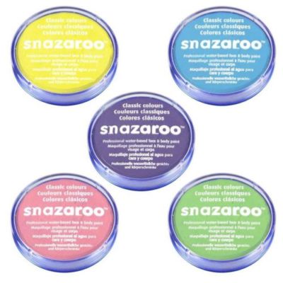 Pale Snazaroo Farben Gesichtsfarbe Set 18ml FX - Blau Grün Pink Gelb & Flieder