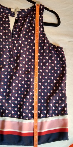 JOIE Estero Geometric Navy Blue Silk Pullover Blouse Top M NWT - 第 10/11 張圖片