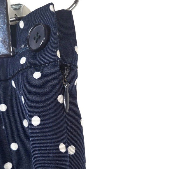 Gonna a matita vintage Yves Saint Laurent taglia 12 a pois blu navy bianca