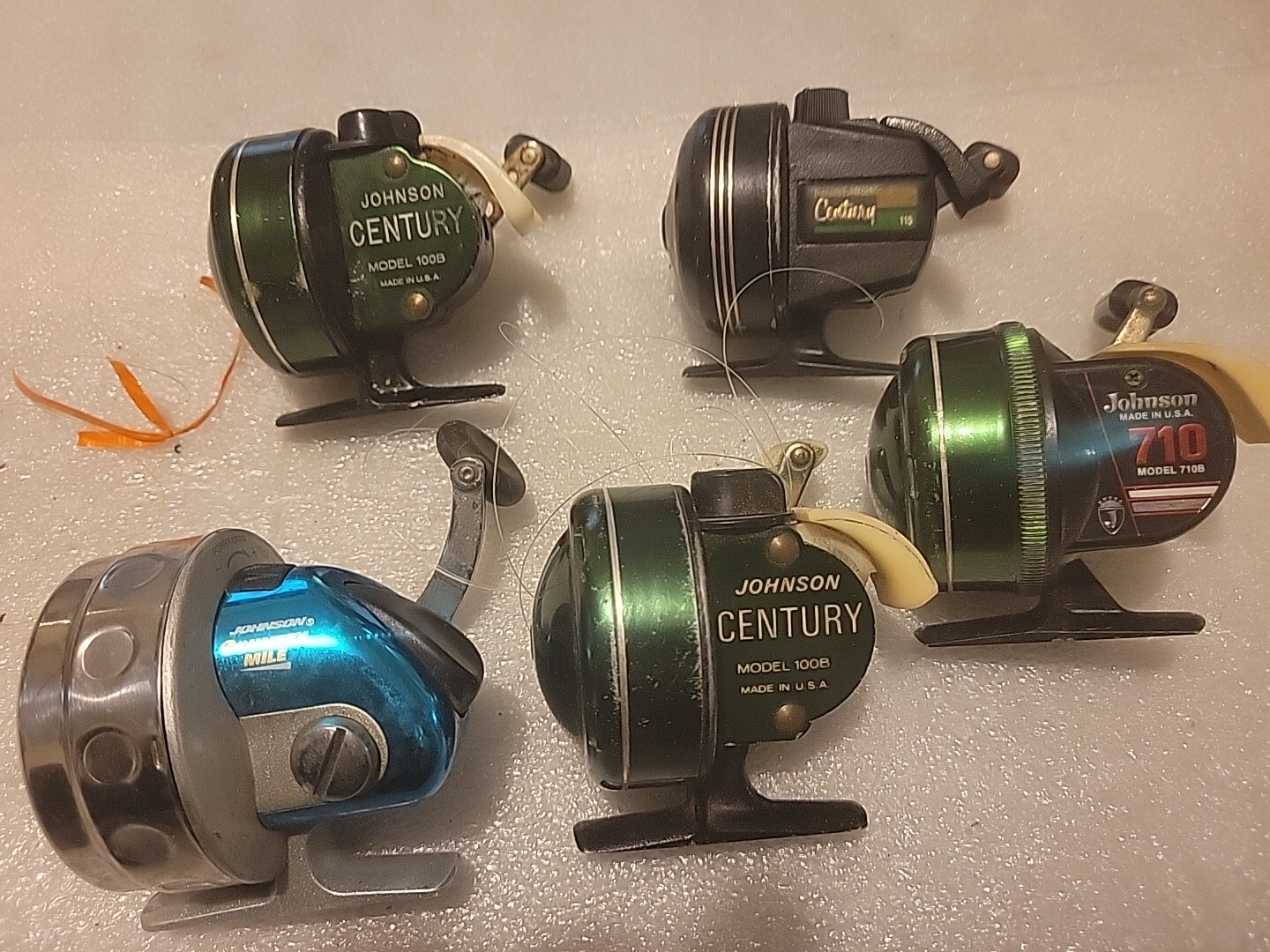 Lot Of 5 Johnson Century Fishing Reels Model 100B 115 710 Country Mile