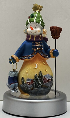 ''Snowman With Skates'' PCH Snowmen Scenes Collection 6'' Light-Up Base NIB Resin