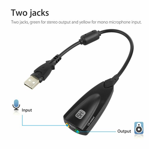 USB To 3.5mm Mic/Headphone Jack Stereo Headset Audio Adapter 7.1 Sound Card New - Picture 8 of 10